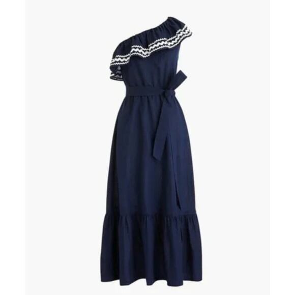 J. Crew Dresses & Skirts - J. Crew Navy Blue One-Shoulder Midi Dress